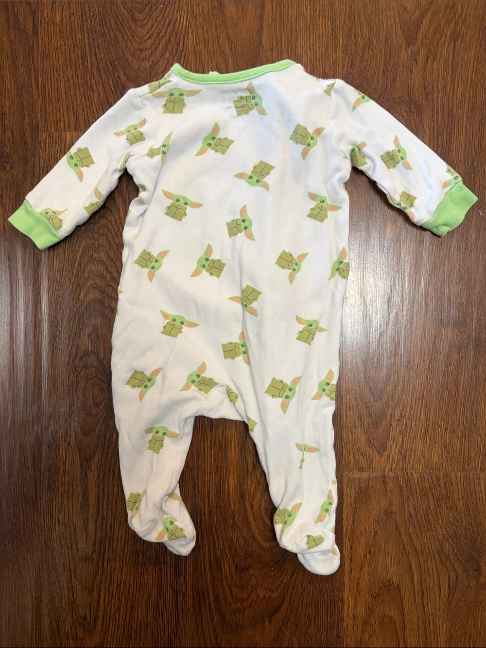 Star Wars Baby One-Piece Footie in White and Green with Grogu Graphic